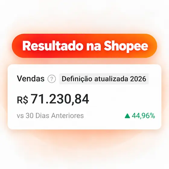 Painel da Shopee mostrando R$71.230,84 em vendas nos ultimos 30 dias